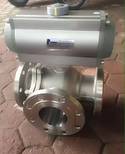 Hình ảnh van bi ba ngã inox điều khiển khí nén
