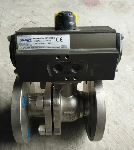 Hình ảnh thiết bị van bi lắp bích điều khiển khí nén Dn65