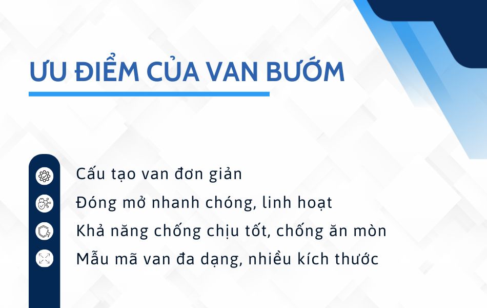 Ưu điểm của van bướm