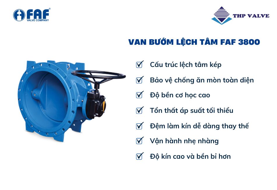 ưu điểm van bướm lệch tâm kép faf 3800